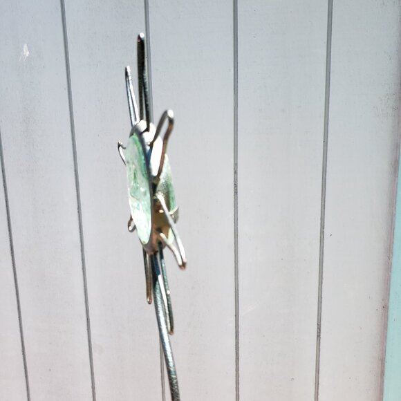 90's Y2K Wrought iron & Green Glass Sun Burst Metal Stake Celestial Boho Hi - Picture 2 of 9